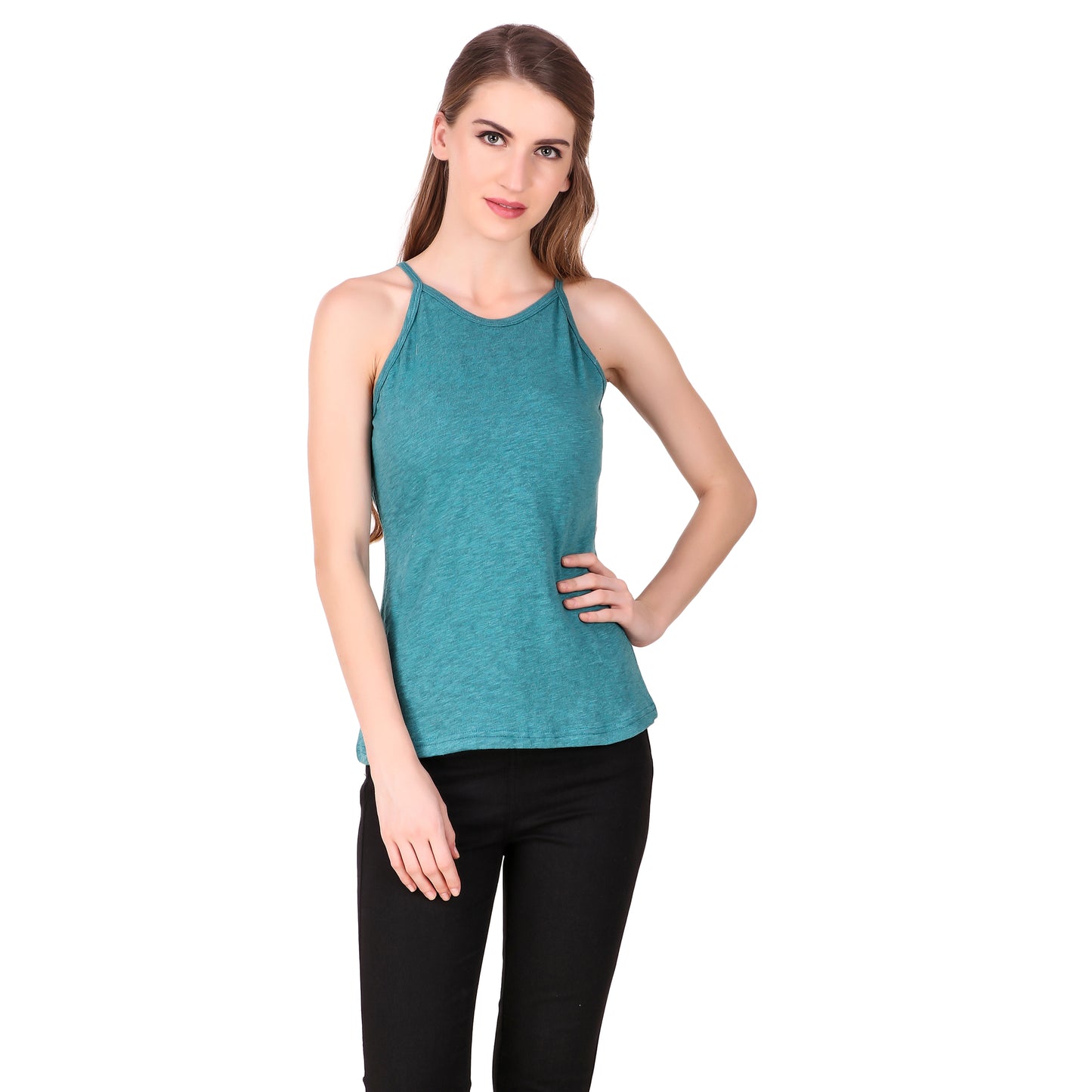 Sea Green Spaghettis Neck solid Top