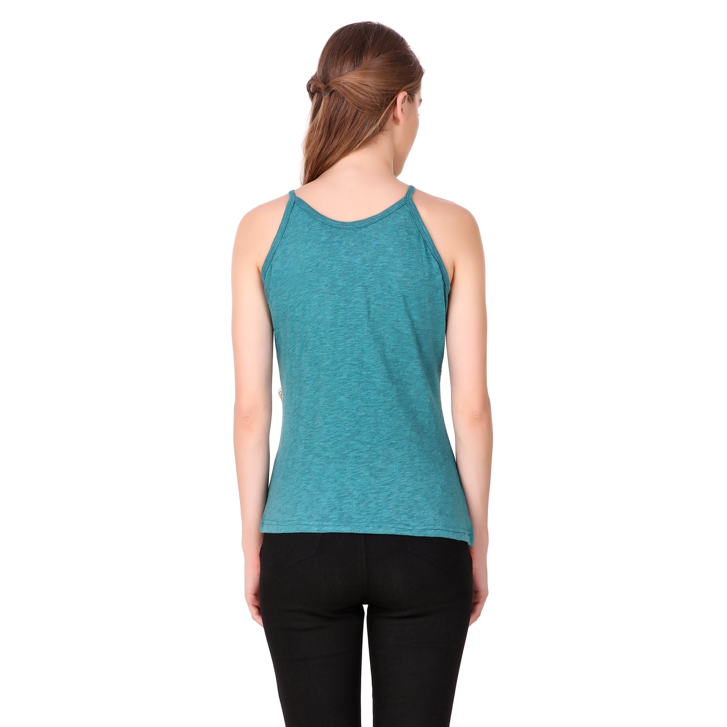 Sea Green Spaghettis Neck solid Top