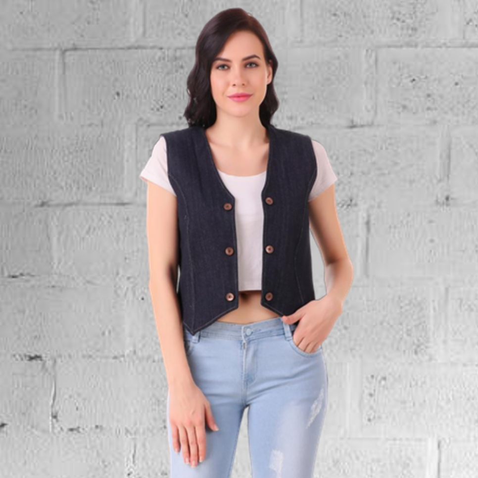 Solid Front Open denim shrug