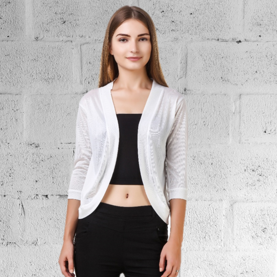 White Solid Shrug for Women