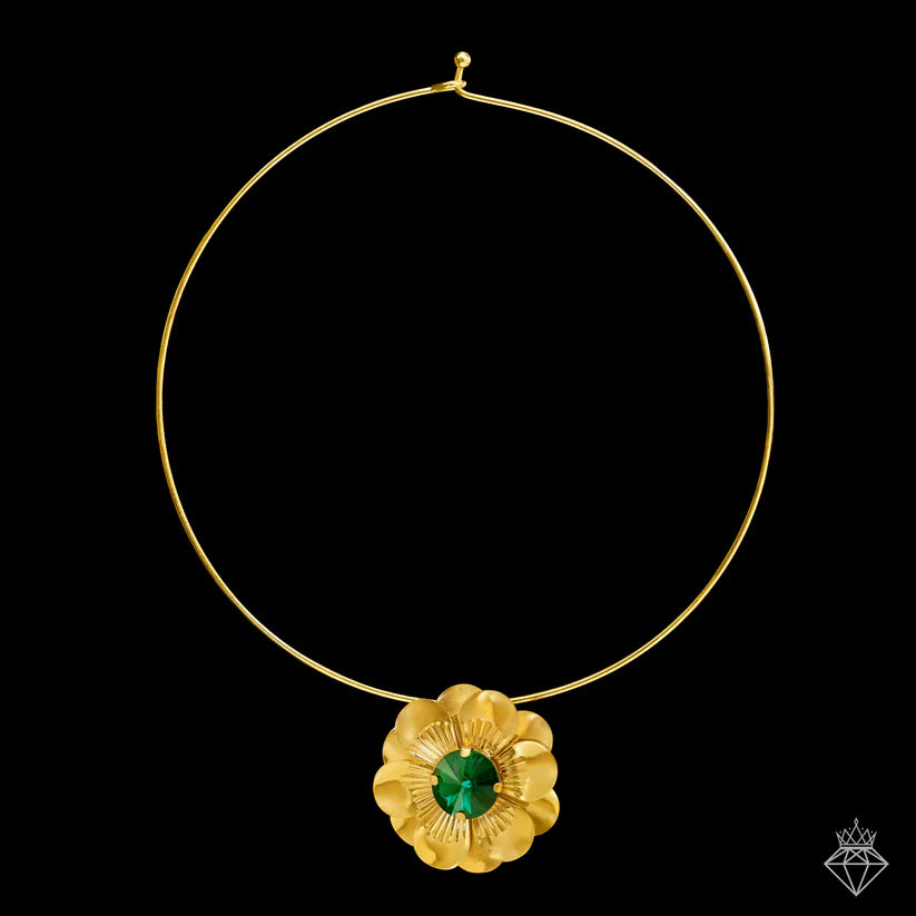 Gold Plated, Anti-Tarnish Emerald Daffodil Necklace✨