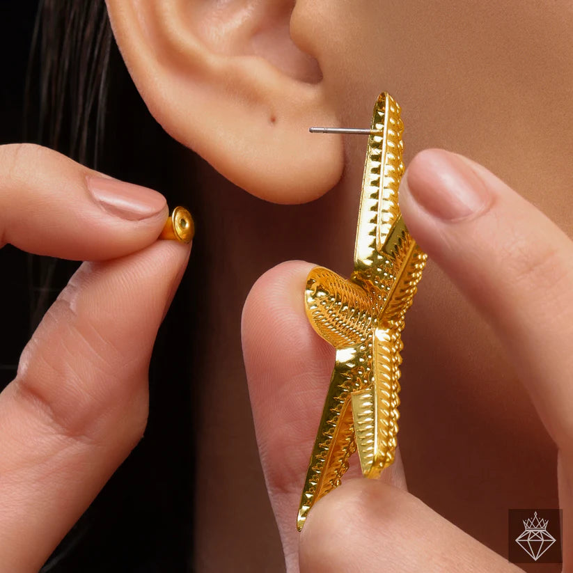 Gold Plated, Anti-Tarnish Star Statement Earrings✨