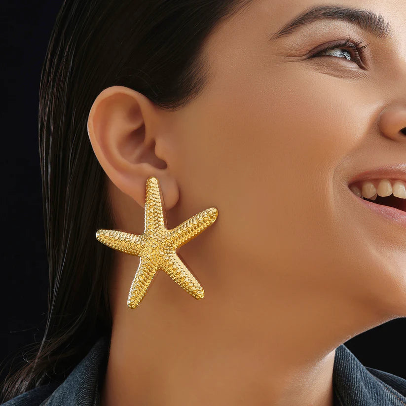 Gold Plated, Anti-Tarnish Star Statement Earrings✨