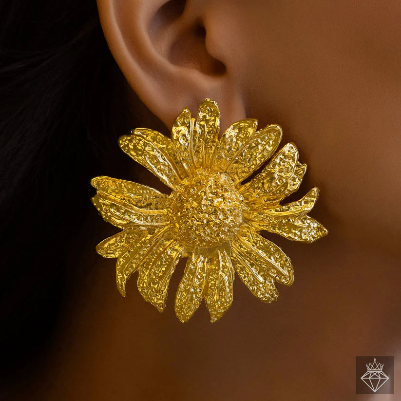 Gold Plated, Anti-Tarnish Sunflower Earrings✨