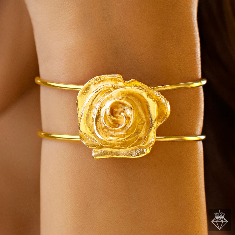 Gold Plated, Anti-Tarnish Golden Rose Bracelet (Adjustable Size)