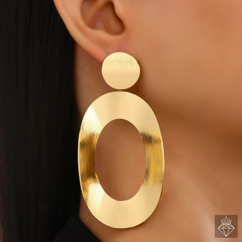 Gold Plated, Anti-Tarnish Hollow Oval Statement Earrings✨