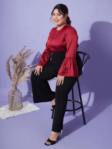 Plus size satin top for women