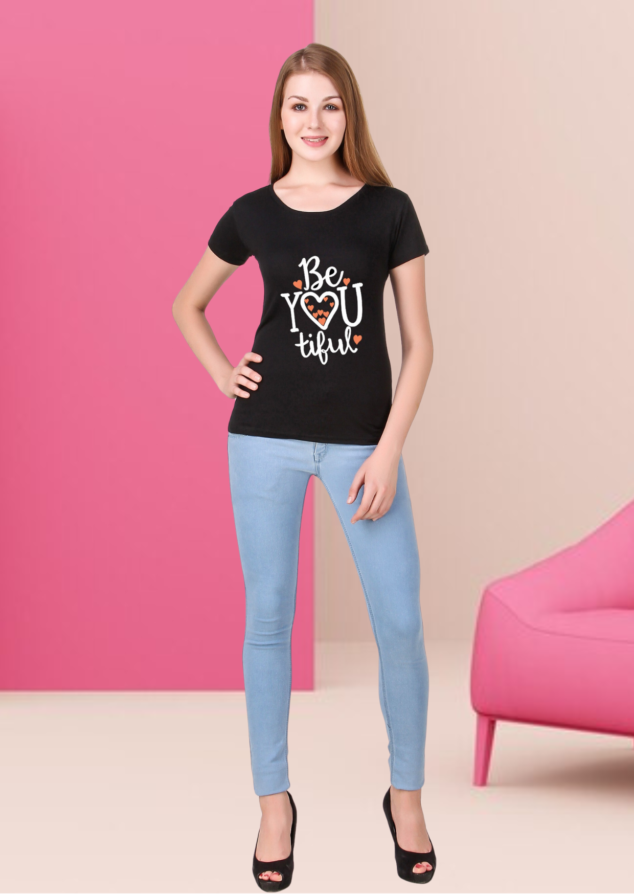 Black Printed T-Shirt for Women