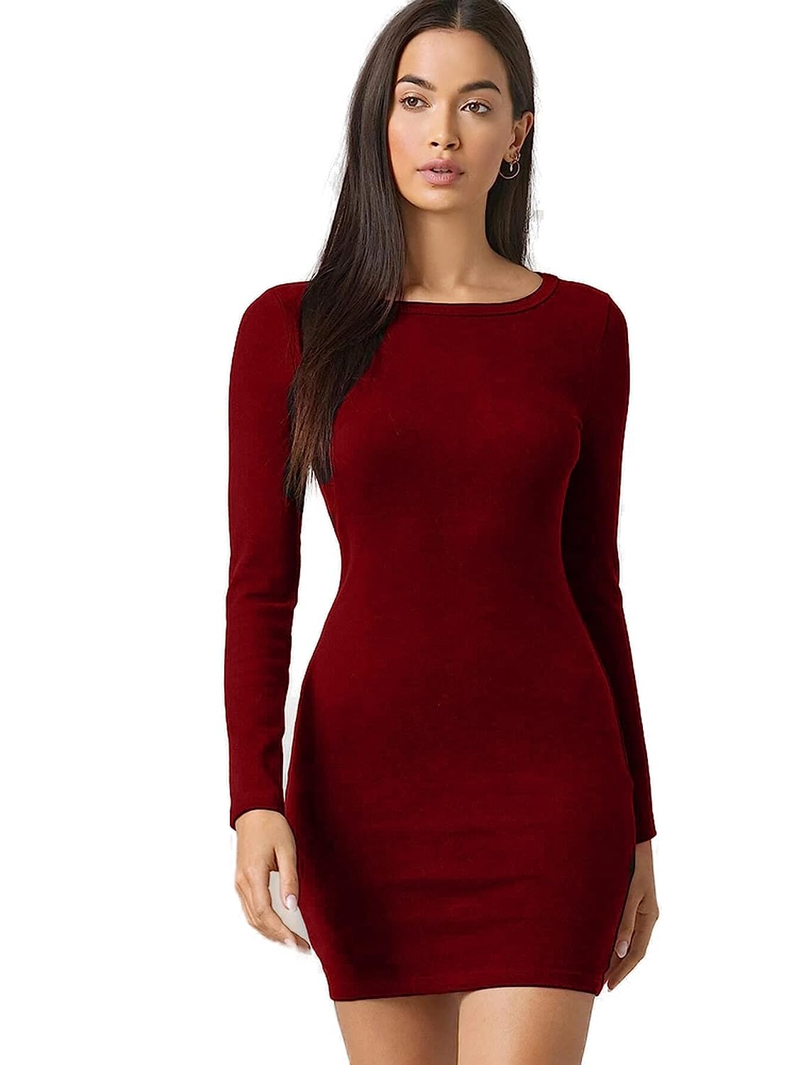 Solid Ribbed Mini Dress for Women