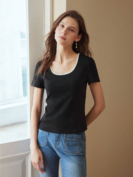 Black Ribbed Tank Top for women