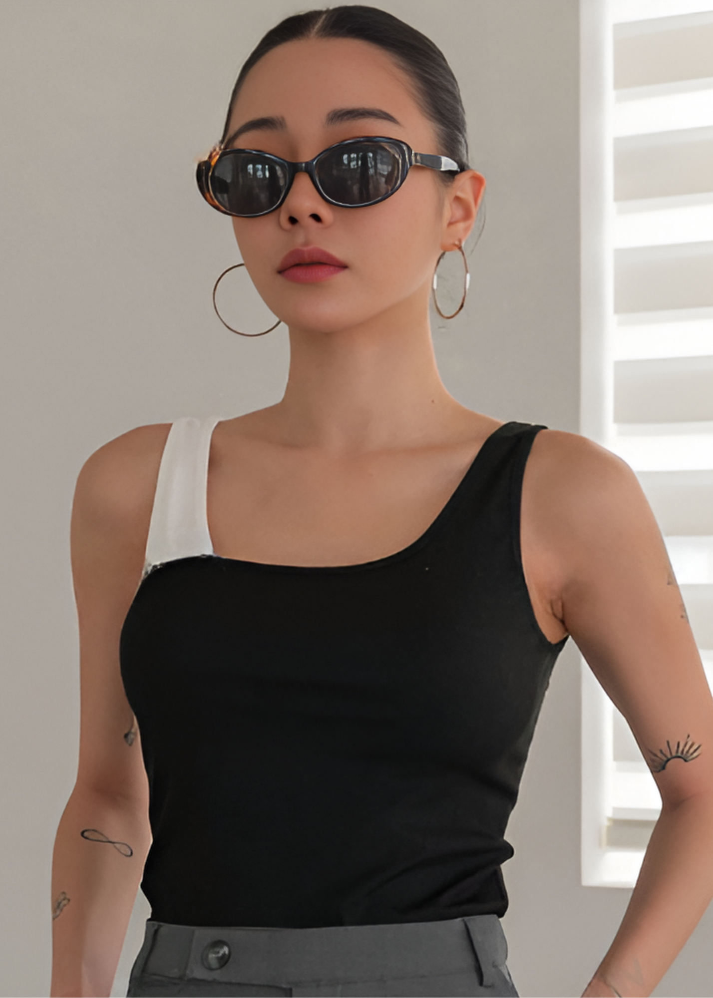 Black Ribbed Sleeveless Top