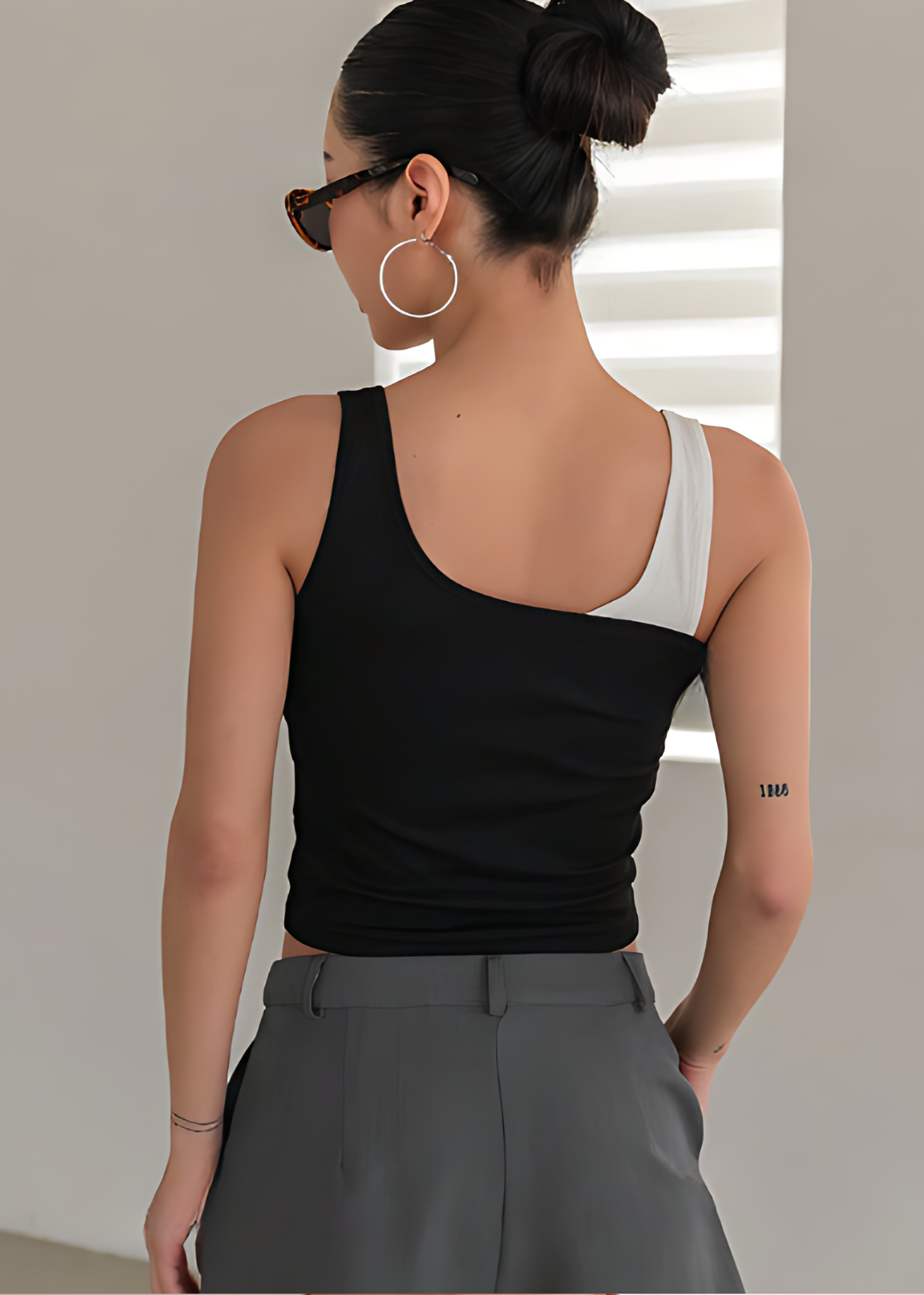 Black Ribbed Sleeveless Top