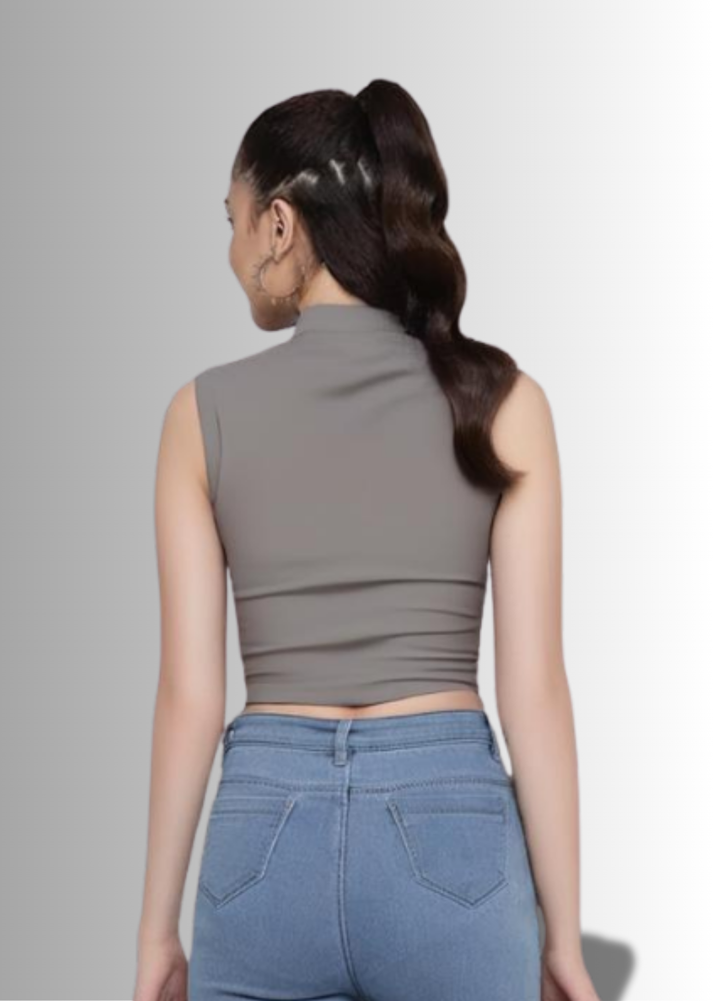Solid Grey Crop Top for Women | Cotton