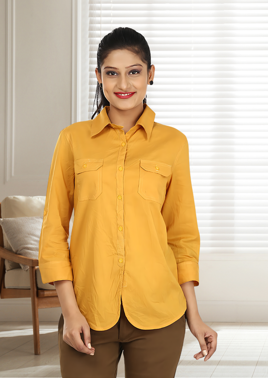 Mustard Cotton Shirt for Women