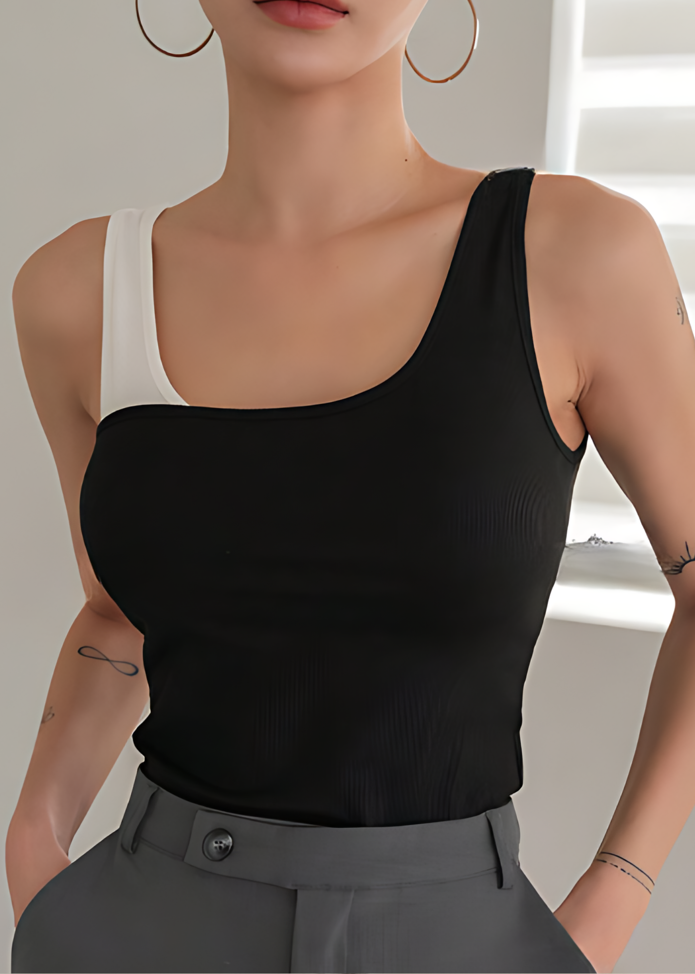 Black Ribbed Sleeveless Top