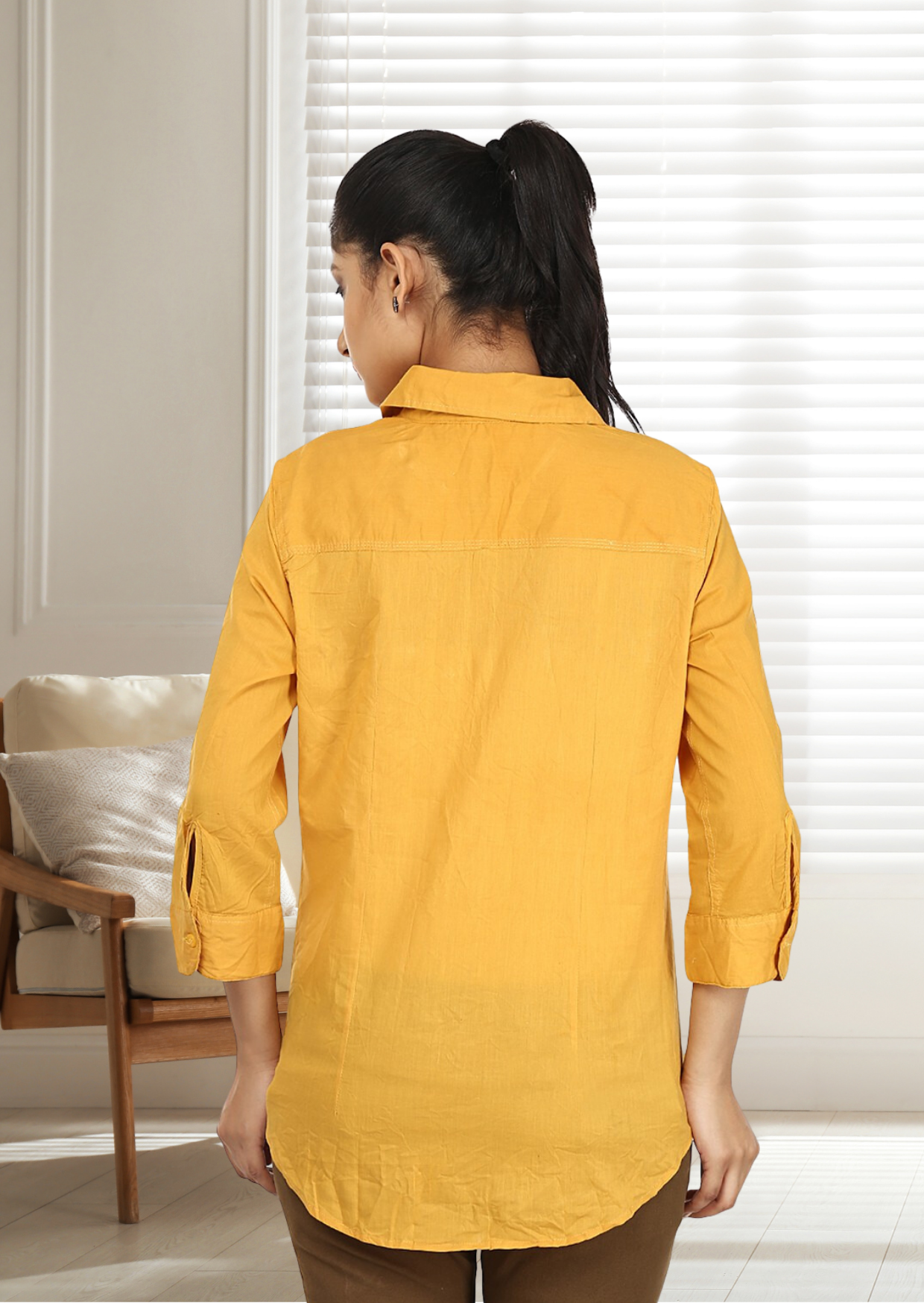 Mustard Cotton Shirt for Women