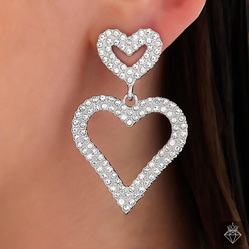 Anti-Tarnish Scintillating Crystal Heart Statement Earrings✨