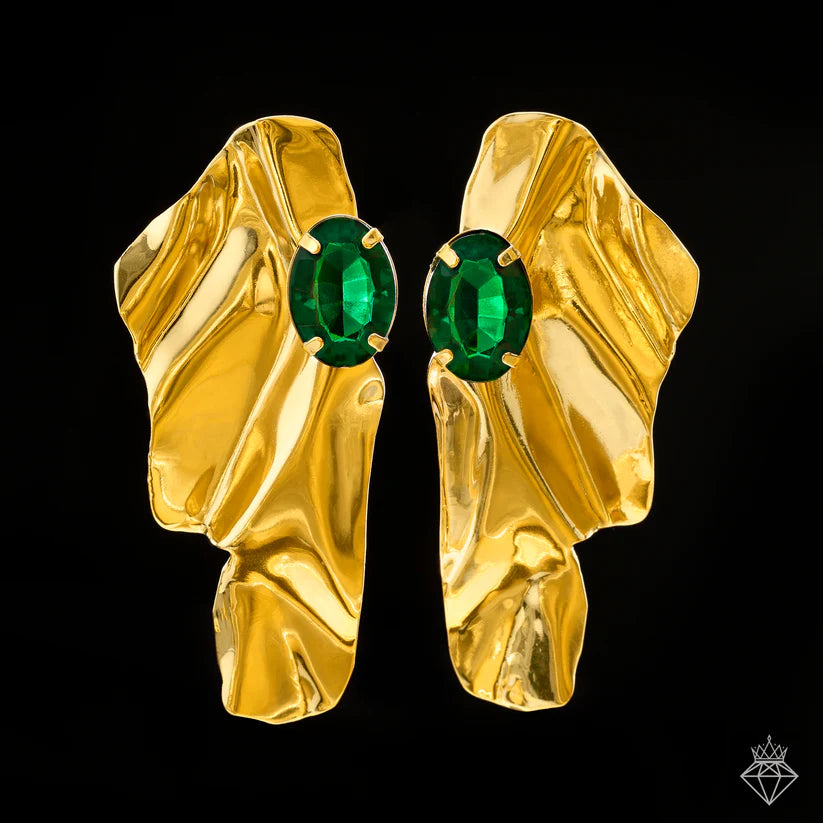 Gold Plated, Anti-Tarnish Emerald Earrings✨