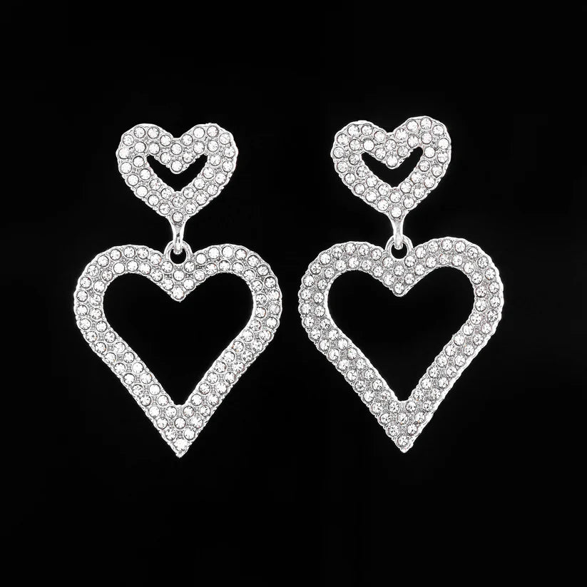 Anti-Tarnish Scintillating Crystal Heart Statement Earrings✨