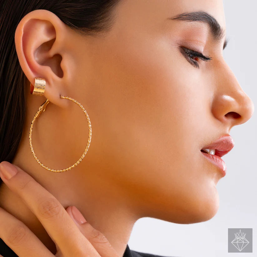 Gold Plated, Anti-Tarnish Golden Hoops With Ear Cuff✨