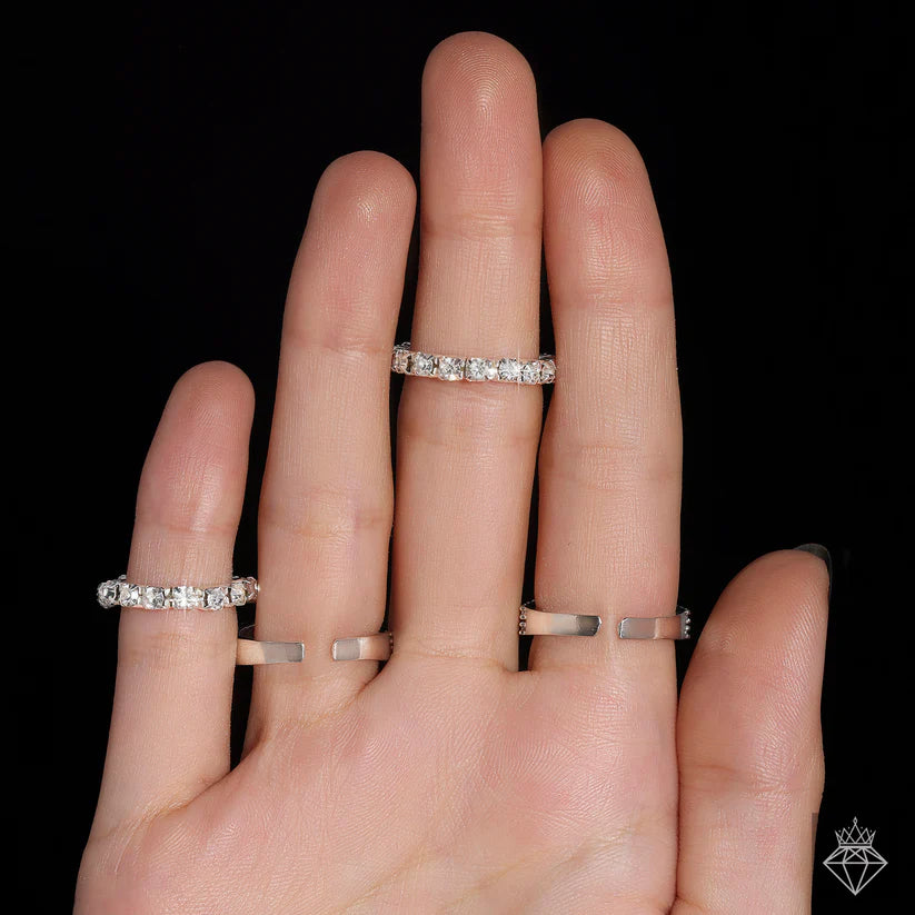 4 Anti-Tarnish Solitaire Rings Set (Adjustable Size)