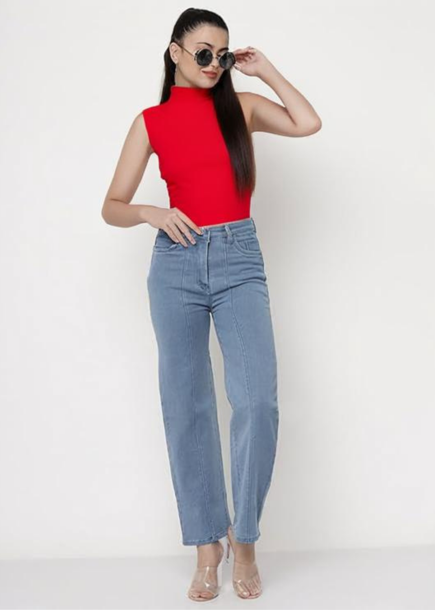Solid Red Crop Top for Women
