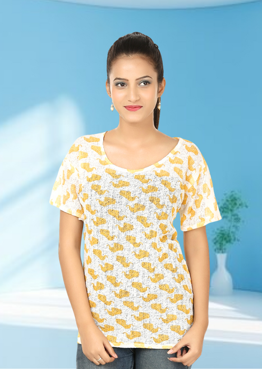 Yellow and White top for women