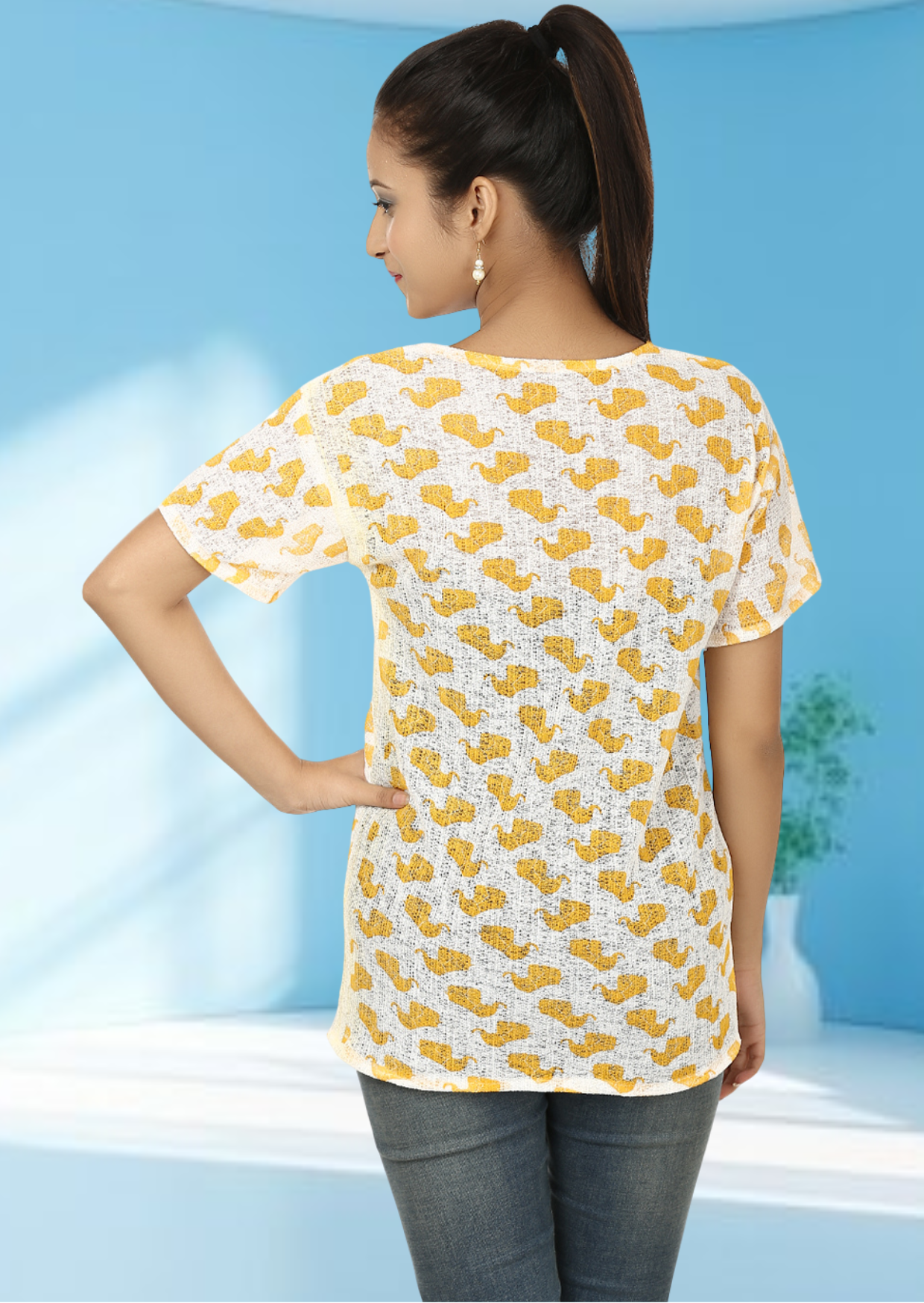 Yellow and White top for women