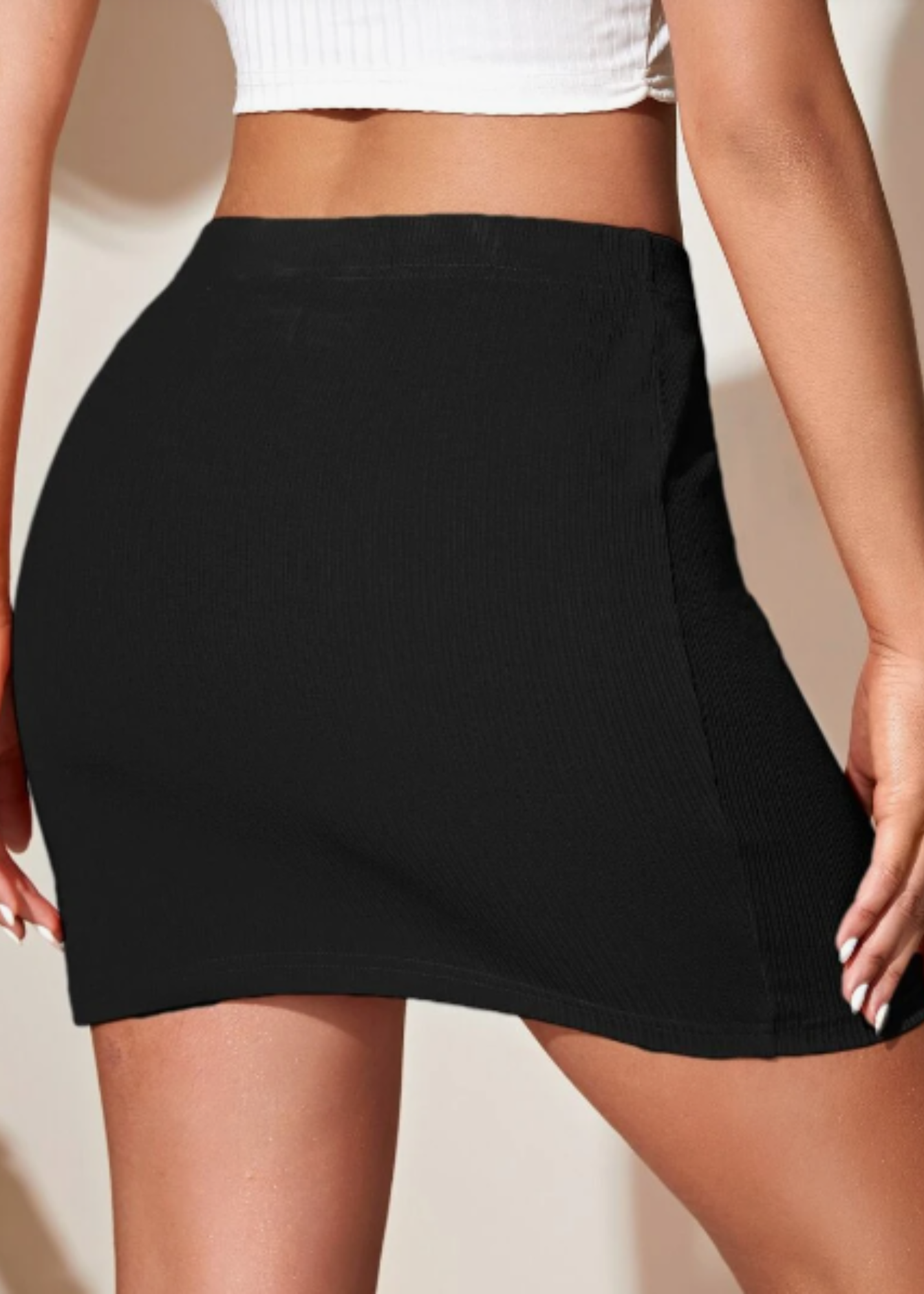 Astonished Solid Ribbed Skirt for Women