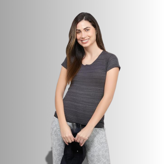 Solid Grey T-Shirt for Women | Cotton