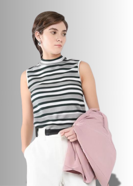 Striped Cotton Crop Top for Women | Stretchable | Sizes S to L