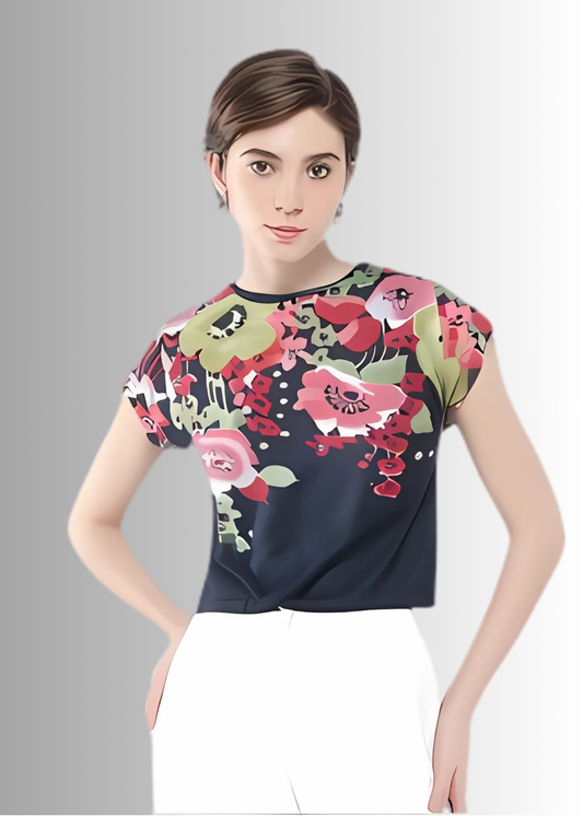 Black printed Top for Women | Cotton | Sizes XS to M