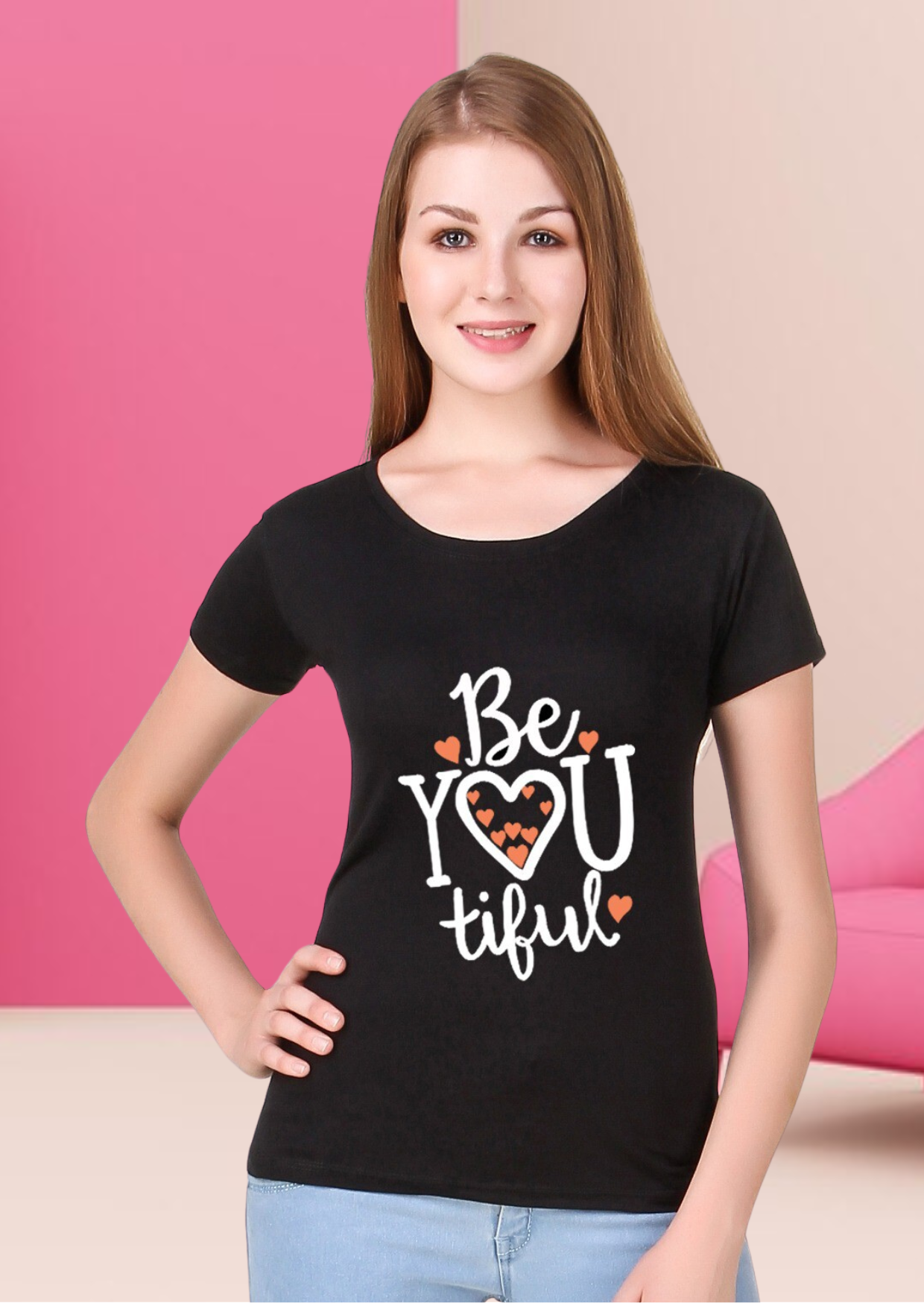 Black Printed T-Shirt for Women