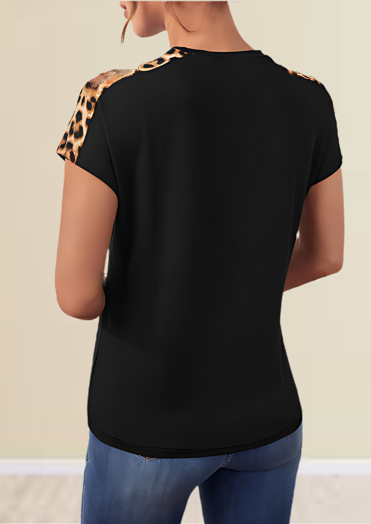 Black animal printed pocket design top