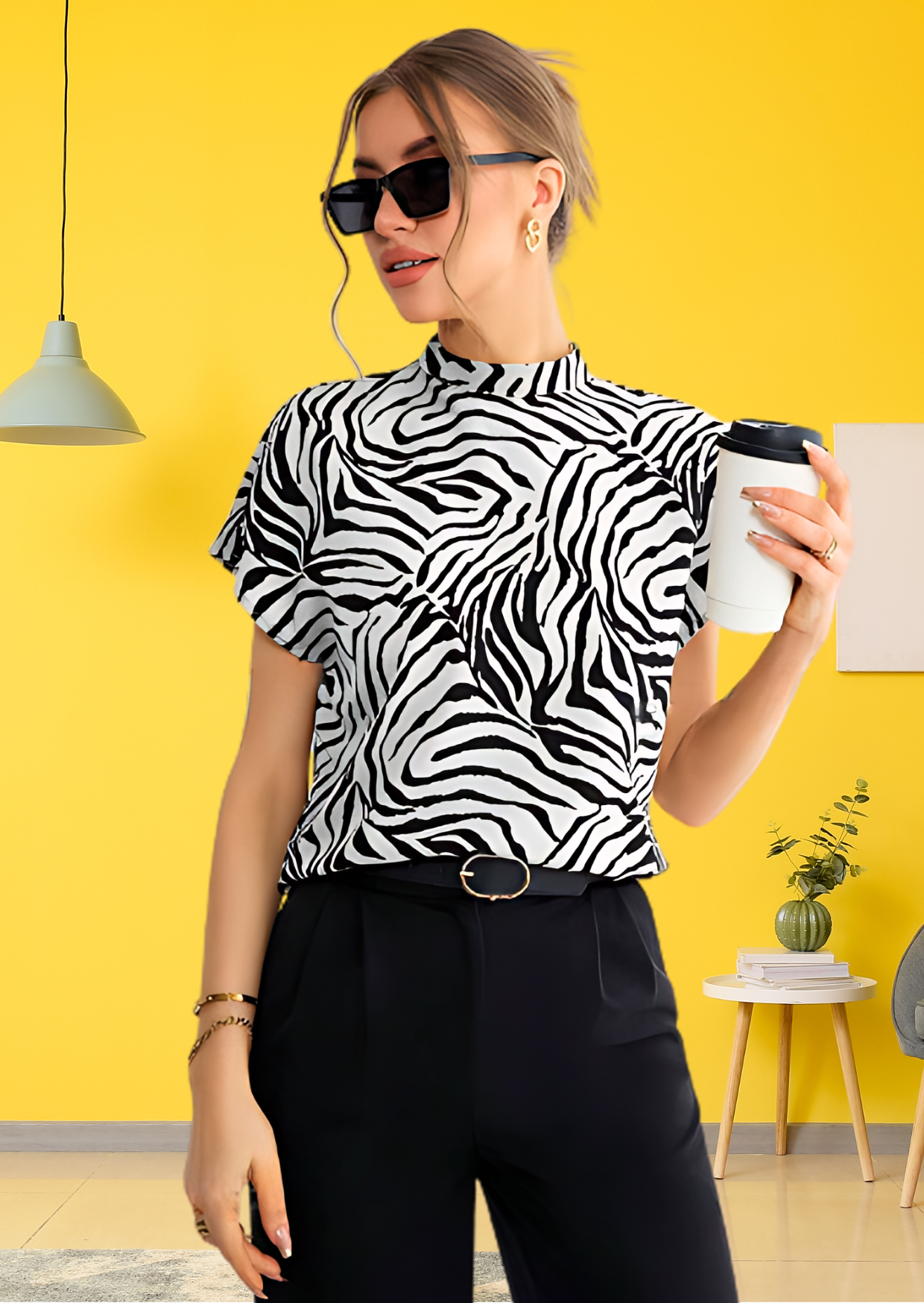 Black animal printed Top for Women