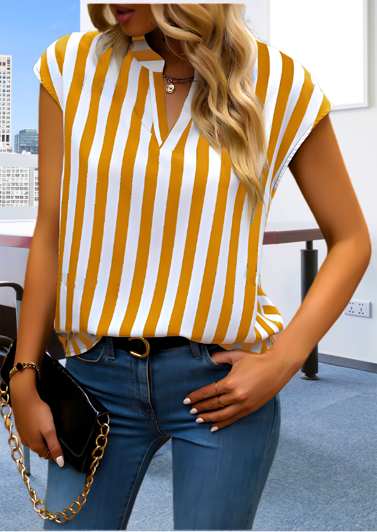 Striped Half Sleeves Shirt for Women