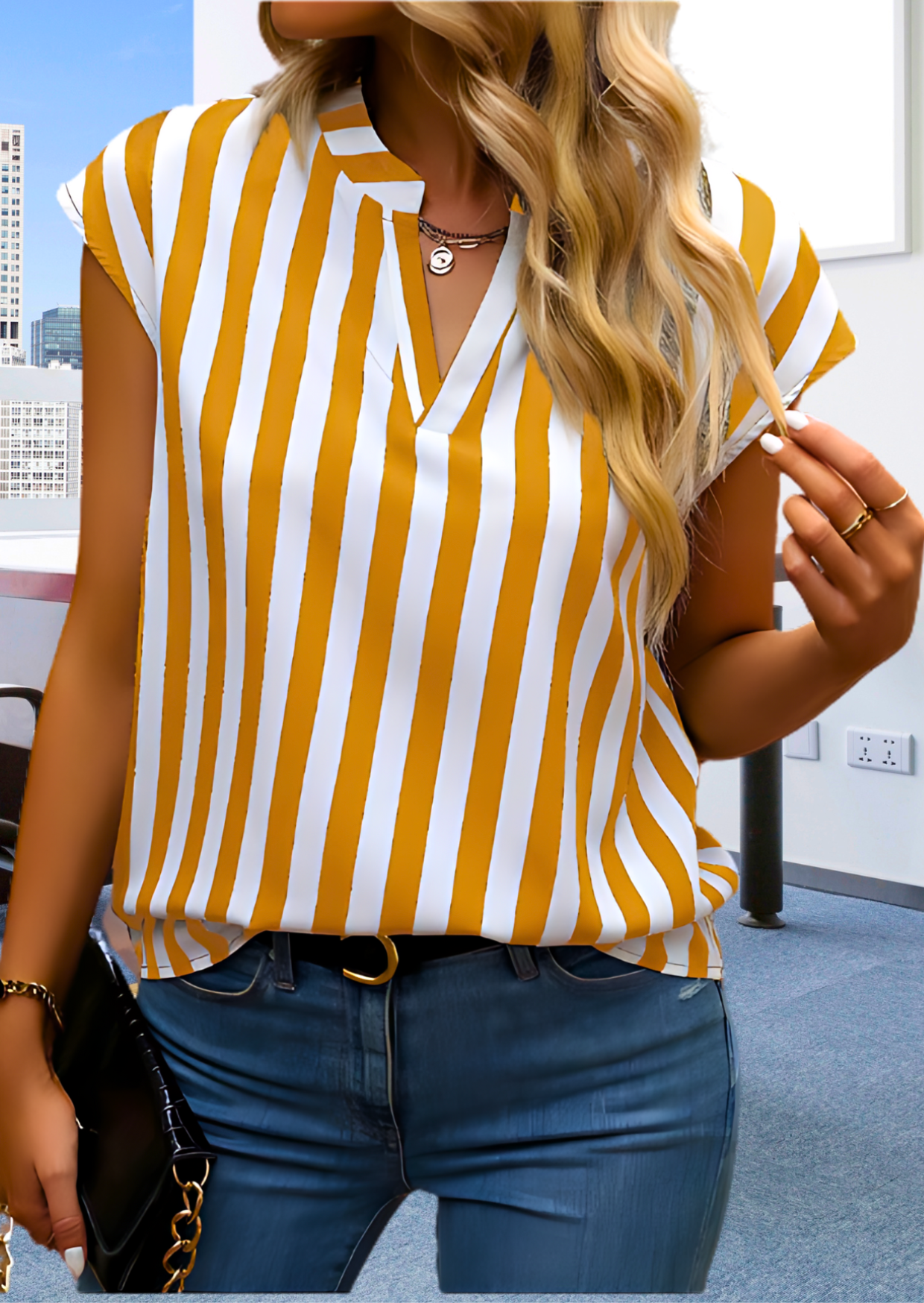Striped Half Sleeves Shirt for Women