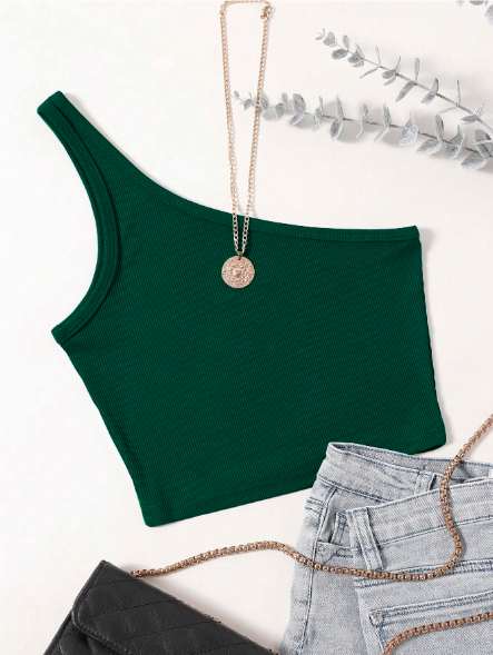 Green Ribbed Top for women