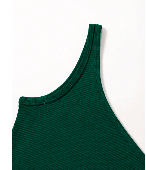 Green Ribbed Top for women