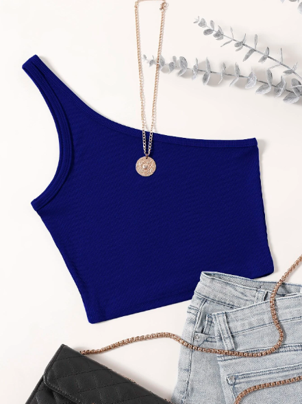 Blue Ribbed Top for women