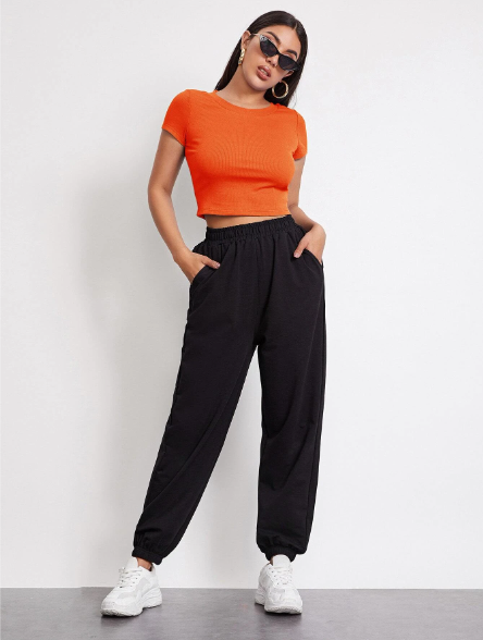 Orange Ribbed Top for women