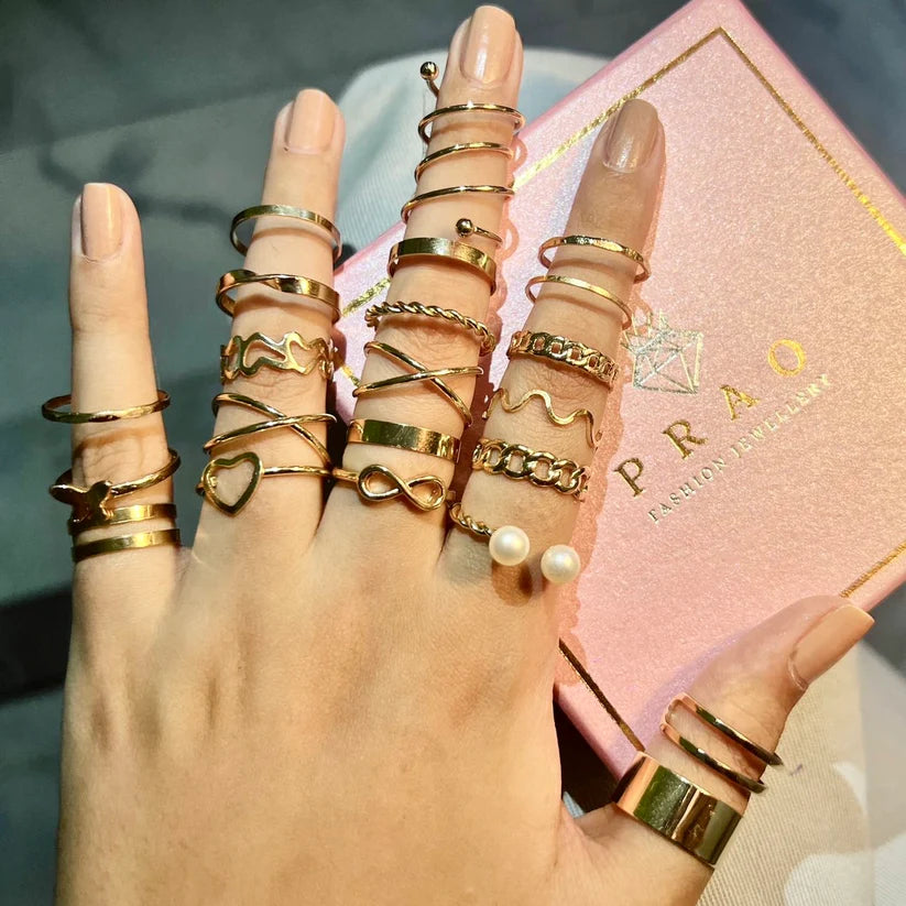 Gold Plated, Anti-Tarnish Golden Rings Set✨