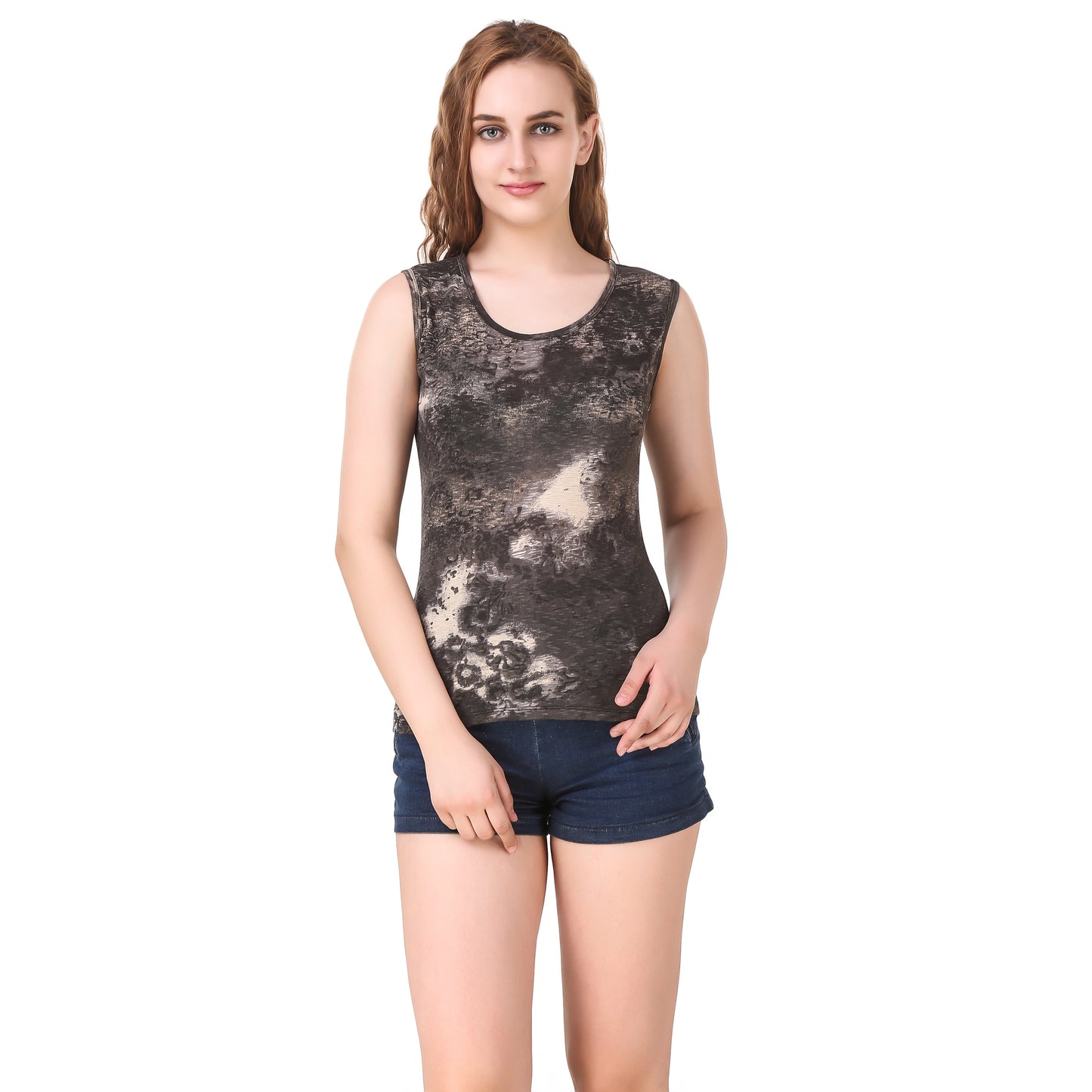 Brown Printed T-Shirt for Women