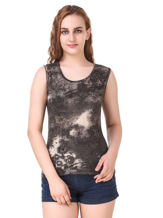 Brown Printed T-Shirt for Women