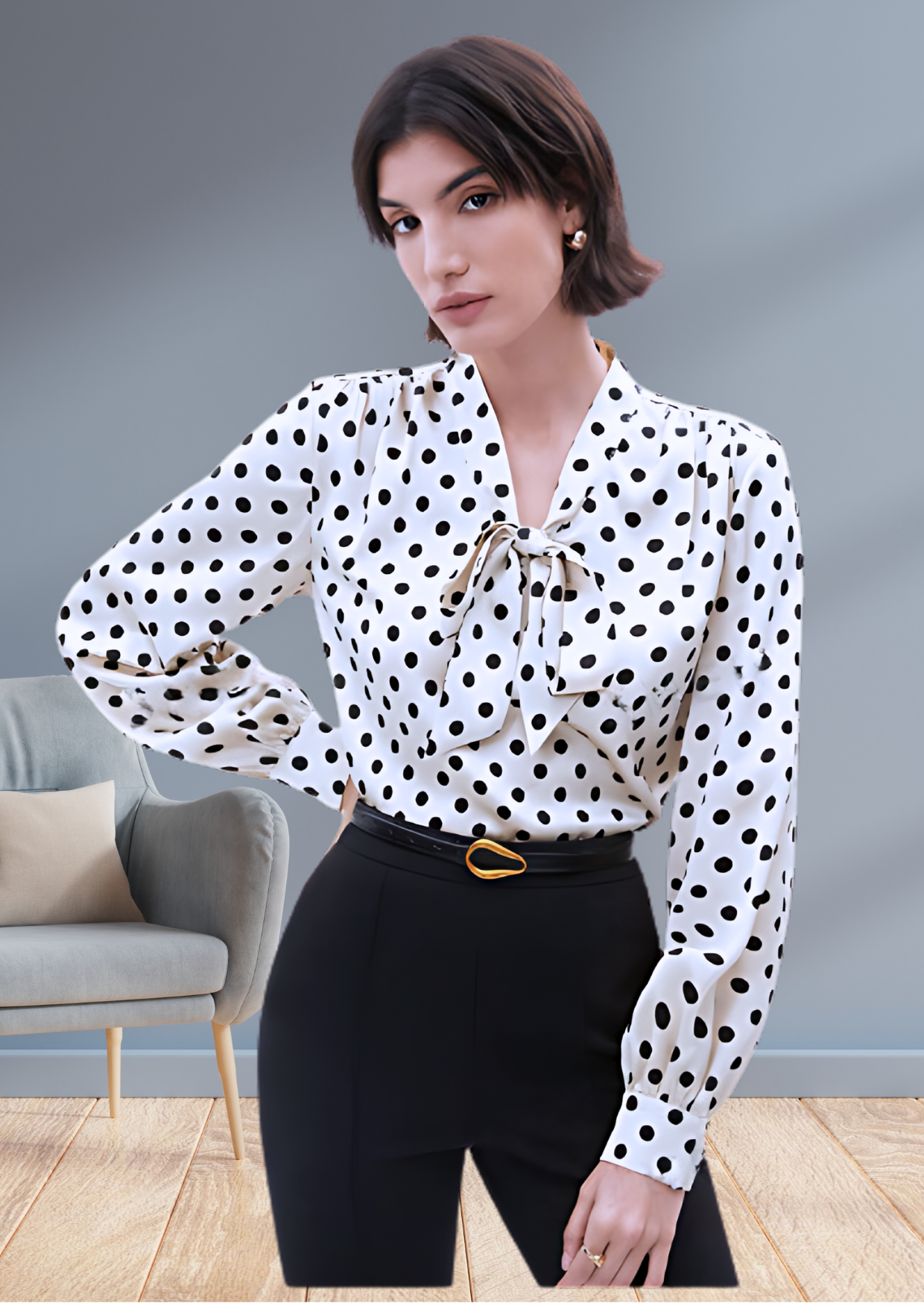 Polka Dot White Shirt for Women