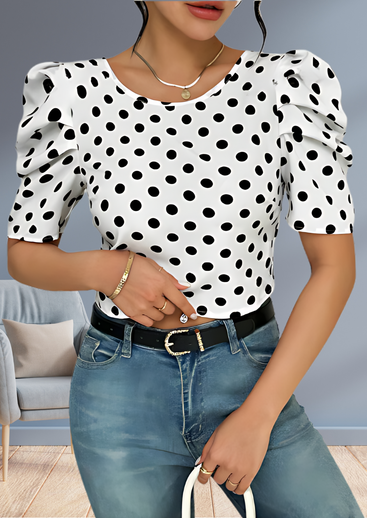 Black And White Polka dot top