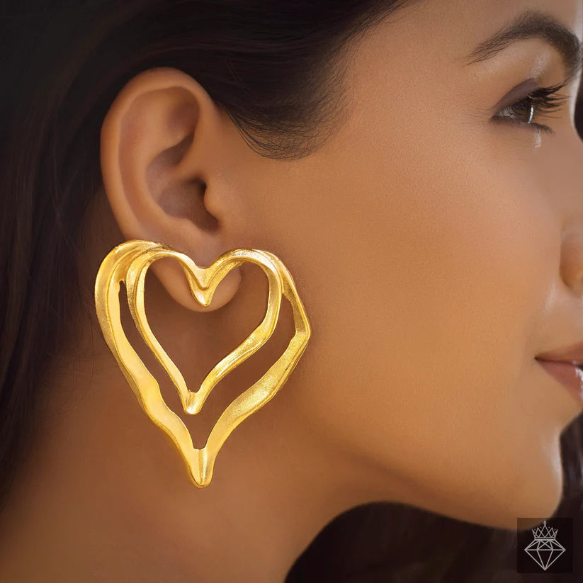 Gold Plated, Anti-Tarnish Heart Earrings✨