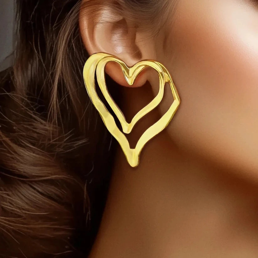 Gold Plated, Anti-Tarnish Heart Earrings✨