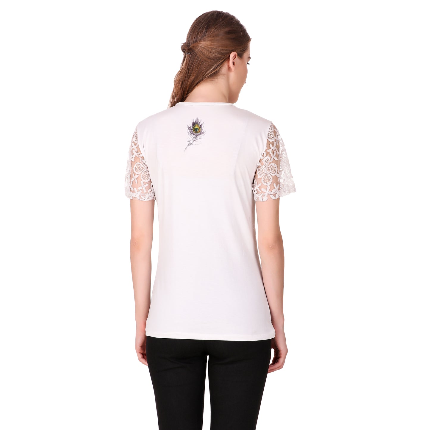 White peacock Print Top