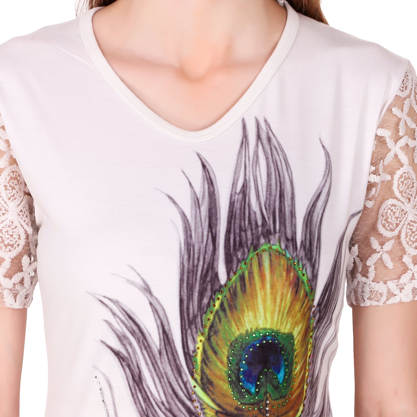 White peacock Print Top